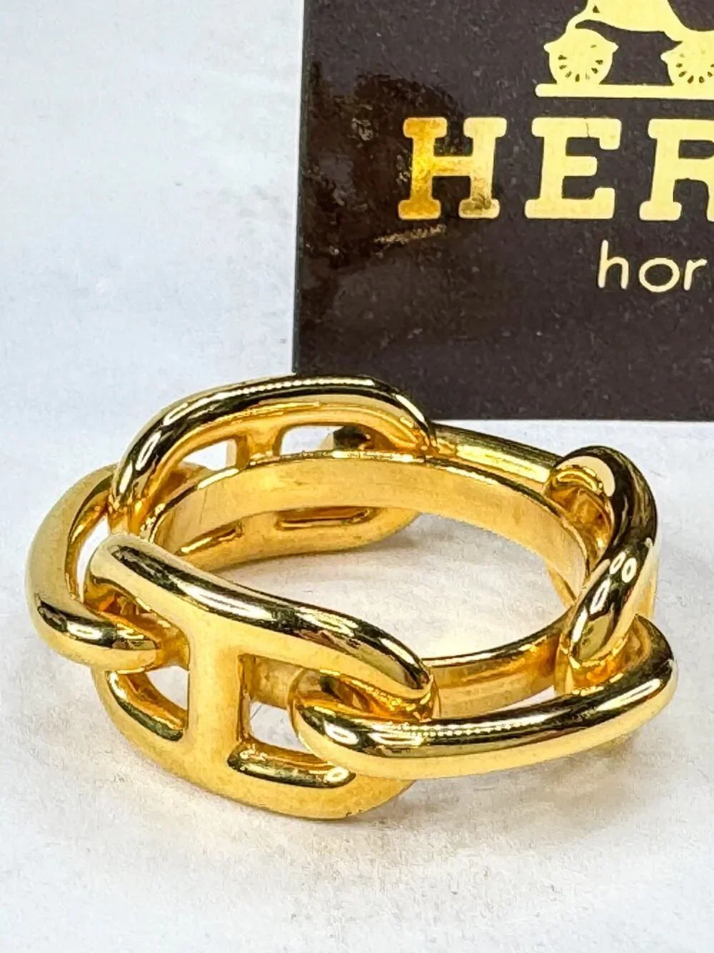 Vintage Hermès Gold Tone Chaîne d’Ancre Scarf Ring Chain Link Design GS860